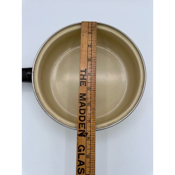 Vintage Pfaltzgraff 7" Metal Skillet Fry Pan Village Brown and Tan Made in USA - Picture 7 of 9